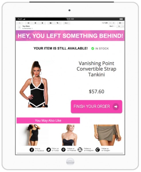 Abandoned cart recovery email template remarkety image