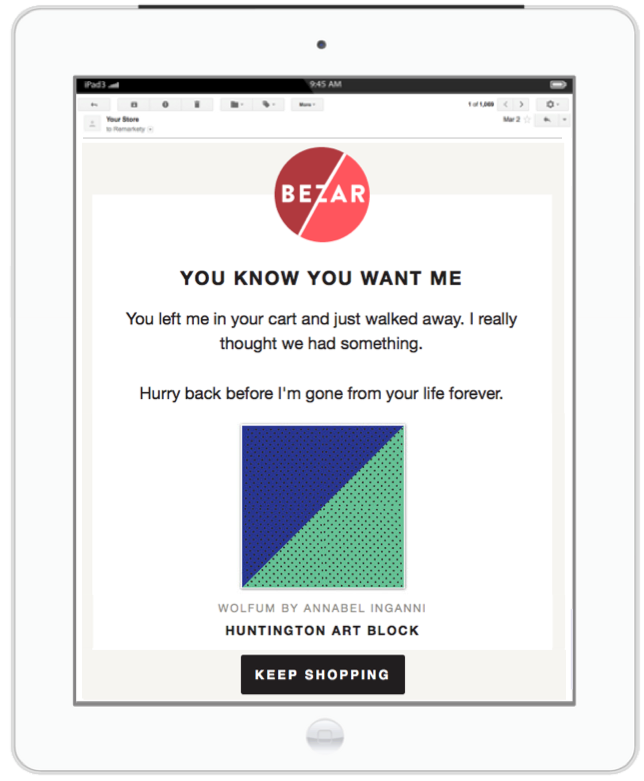 Bezar Abandoned Cart Email Example