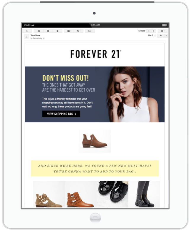 Fashion brand Email Abandoned Cart Example