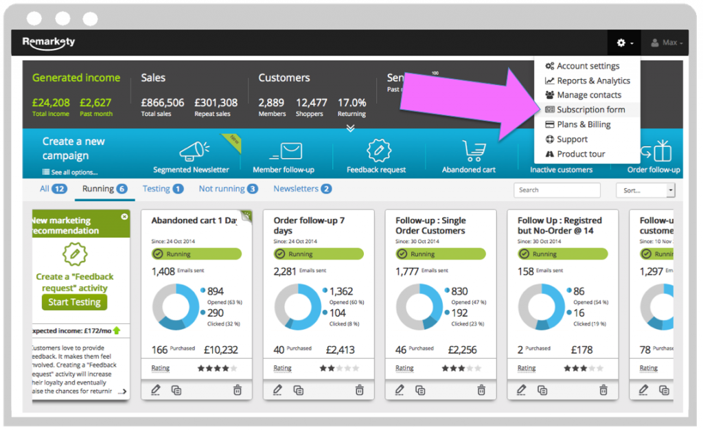 Drop Down Subscription Form
